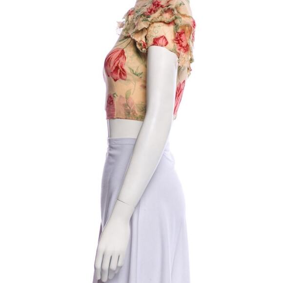 Reformation Floral Print Mock Neck Crop Top Size: XS | US 0 Reformation Crop Top - Picture 3 of 5